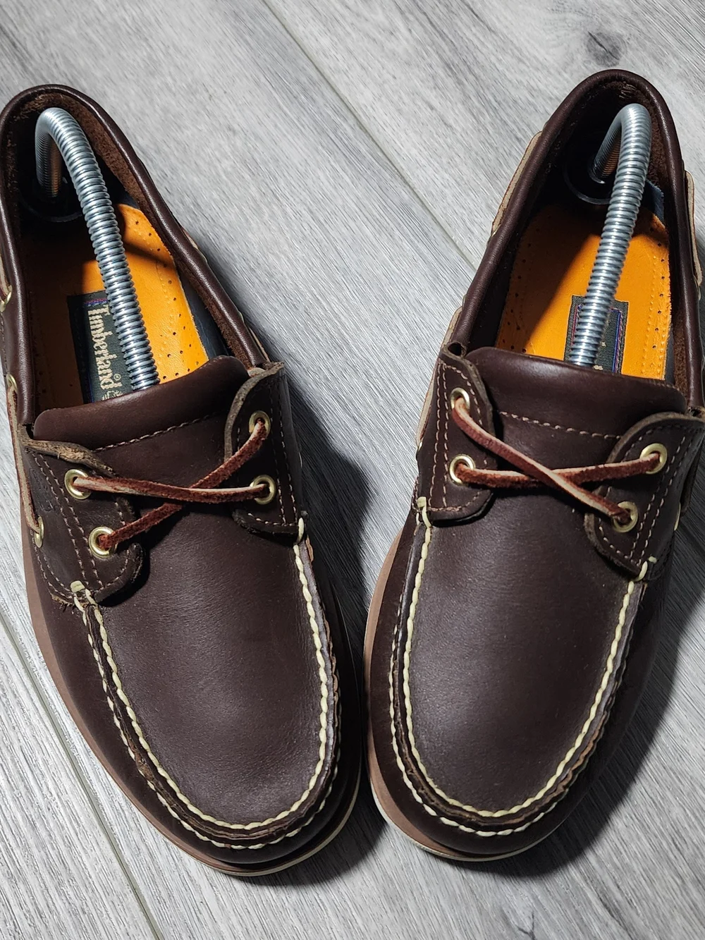 Timberland Classic 2 Eye Brown Leather Moc Toe Boat Shoes Loafers Mens Size 8